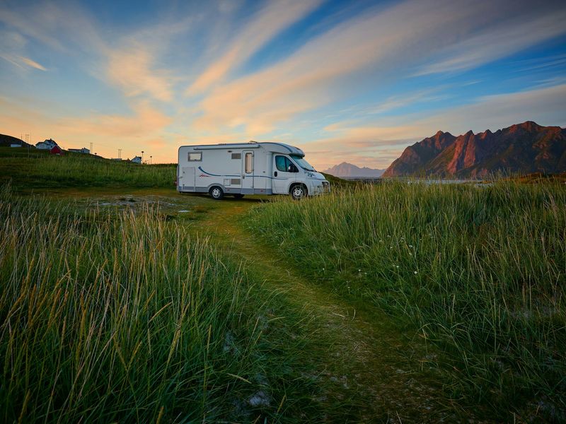 Motorhome parked below Ben Nevis